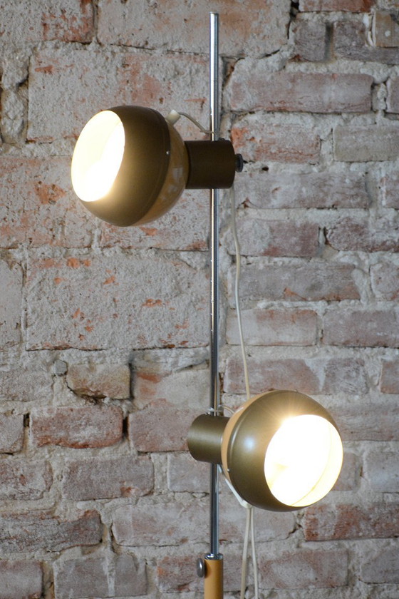 Lampada da terra Mid-Century restaurata, di Drukov, Metallo, Ricablata, Ceca, anni '70, Lampade da terra (foto 13 di 13)