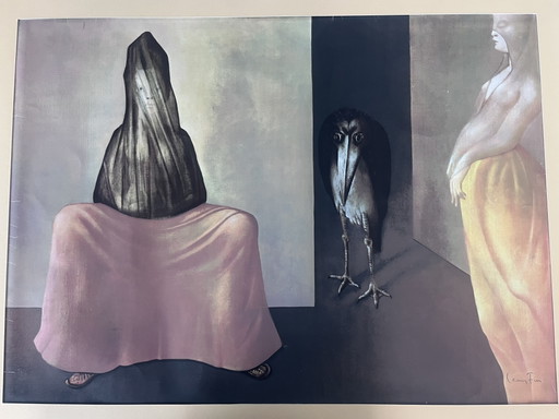 Lithografie Twee prinsessen en een vogel