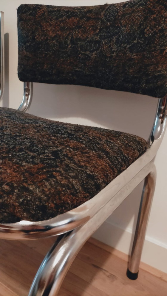 Image 1 of 3 Vintage buisframe eetkamer stoelen chroom 