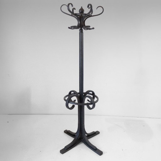 1x Perchero y paragüero antiguo de madera curvada estilo Thonet, circa 1900 – kapstokken, Wood
