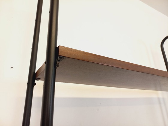 Image 1 of Libreria doppia componibile vintage italiana in legno e metallo degli anni '60