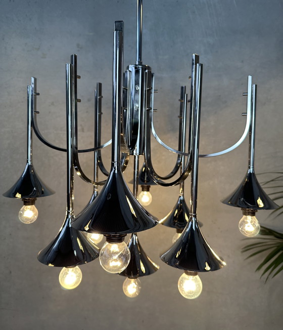 Image 1 of Vintage ‘trumpet chandelier’ - Boulanger