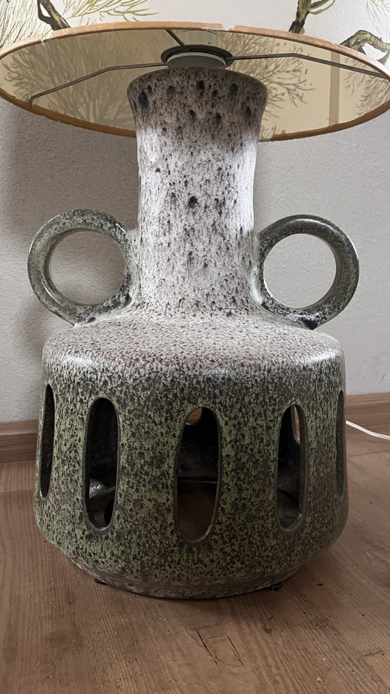 Image 1 of Bellissima lampada da terra vintage Jasba Fatlava della Germania Ovest con doppia illuminazione
