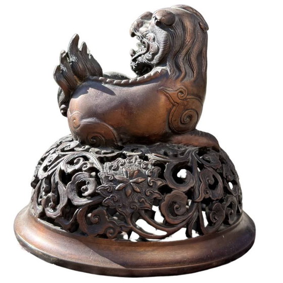 Chinese bronzen wierookbrander met Foo Dog deksel en leeuwenpoten – Decoratieve objecten, Klassiek (photo 8 of 8)