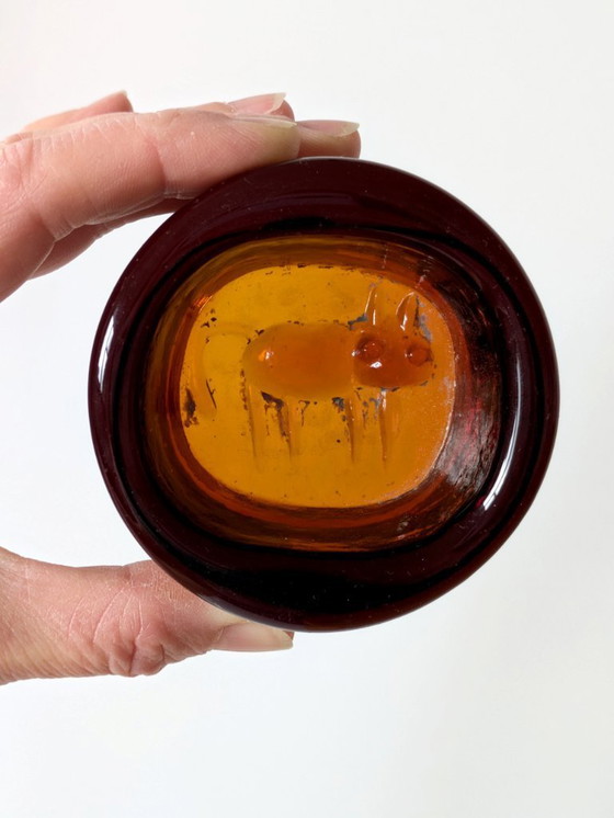 Image 1 of Erik Hoglund Kosta Plato de Cristal | Decoración Gato Ámbar | Midcentury Escandinavo