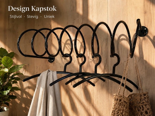 Perchero espiral de diseño moderno en color negro. – kapstokken, Metal