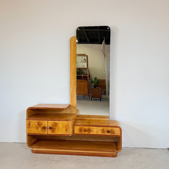 Unique Halabala-style Art Deco dressing table with Bakelite handles – Glass, Wood (photo 12 of 12)