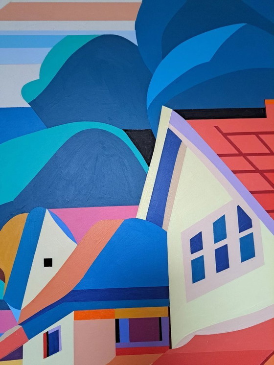 Image 1 of Quadro astratto colorato "Home Sweet Home" - acrilico su MDF di Franklin van Dam (95x95 cm)