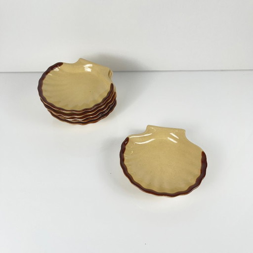Set aus 6 Keramik-Jakobsmuscheln von E. Henry