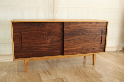 All solid oak/nut wood midcentury sideboard