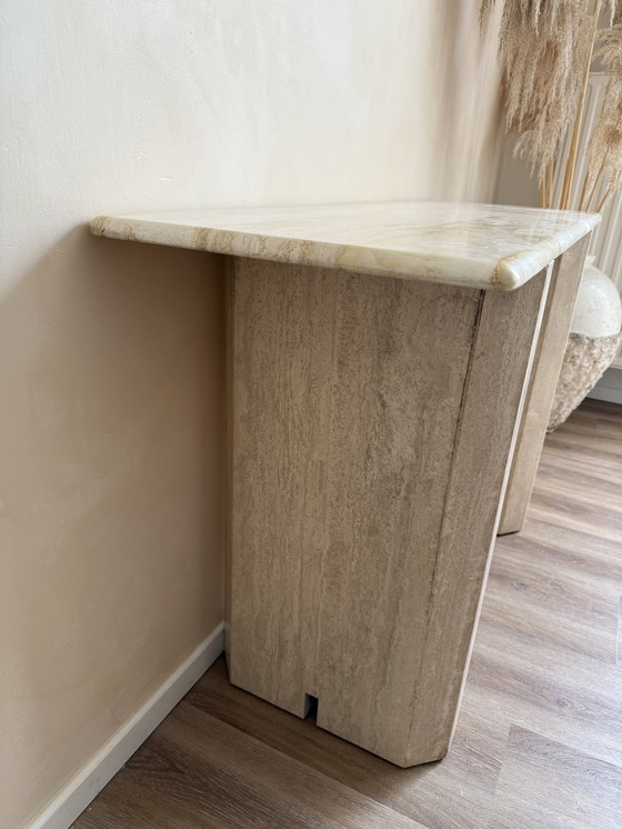 Image 1 of Travertine side table 