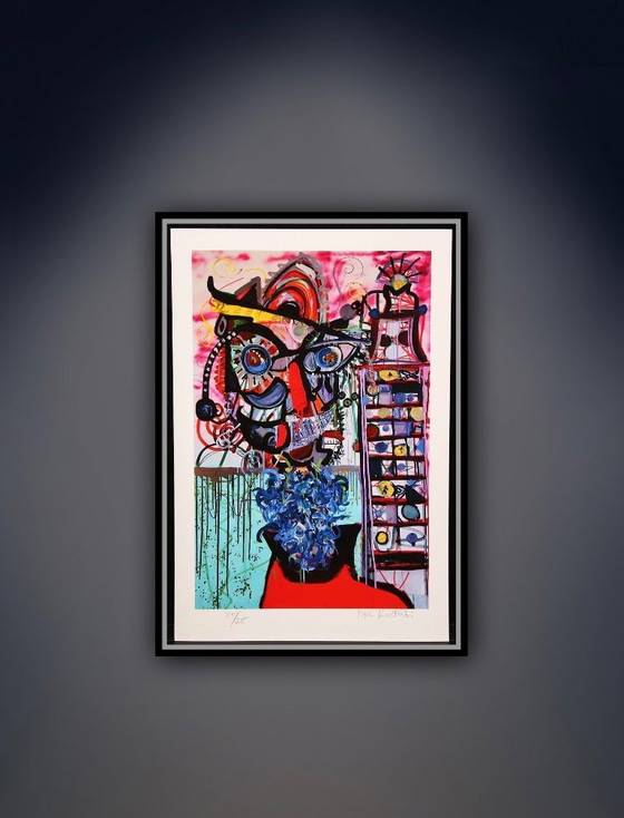 Image 1 of Paul Indrek Kostabi: "Unable To Fall Into The Dream - Edition 2025." Hand-signed, no. 8/25. In excellent condition. Print run of