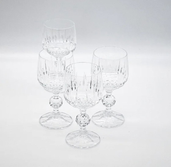 Image 1 of Eleganti bicchieri da vino in cristallo al piombo anni '70 - Set di 4 bicchieri in vetro tagliato