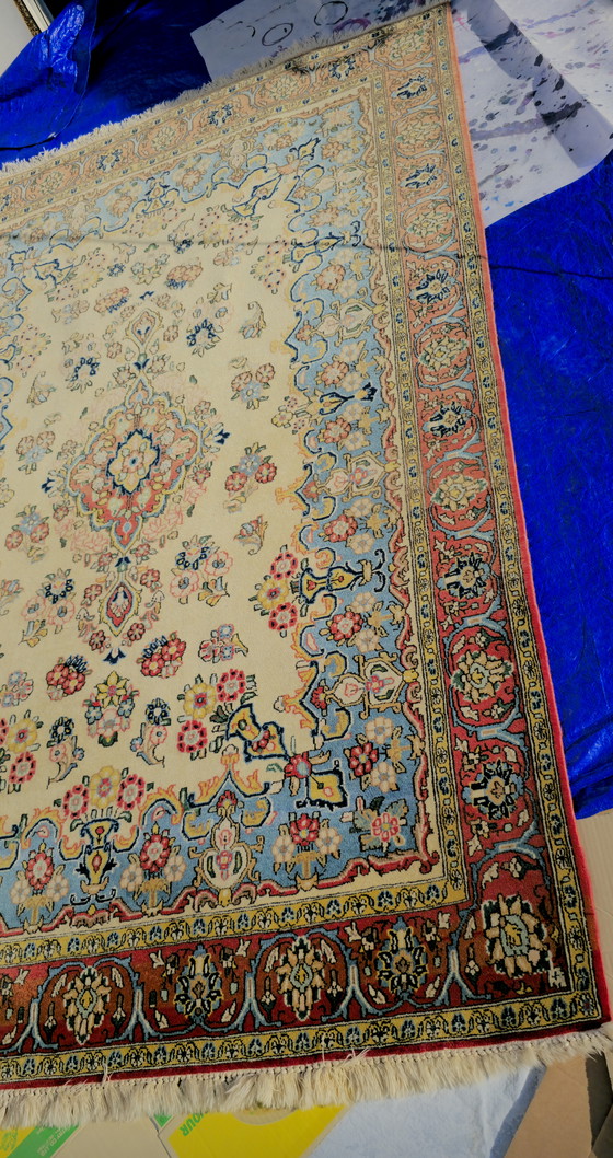 Image 1 of Alfombra Ghom/Qom de 216x142 cm, 1,2 millones de nudos/m², lana Kork con seda. Alfombra persa.