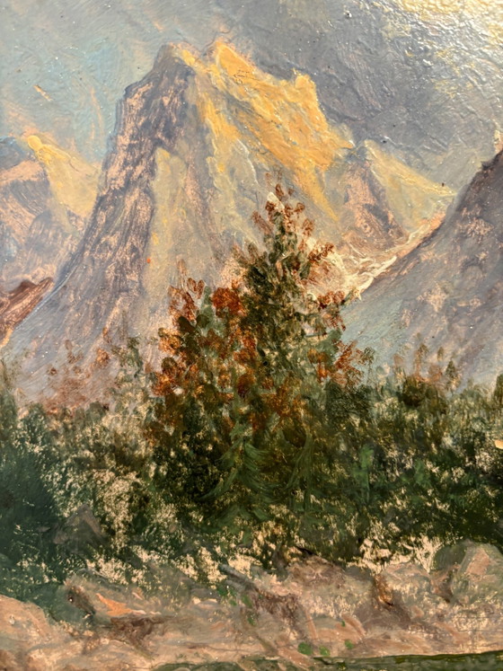 1940s Mountain Landscape Oil Painting on Board – Paintings & Drawings (photo 3 of 7)