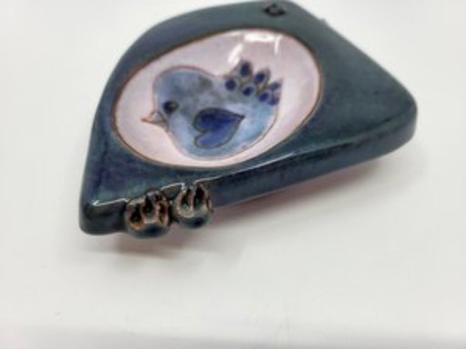 Bandeja de baratijas con decoración de pájaros de Robert & Jean Cloutier, Francia, 1950