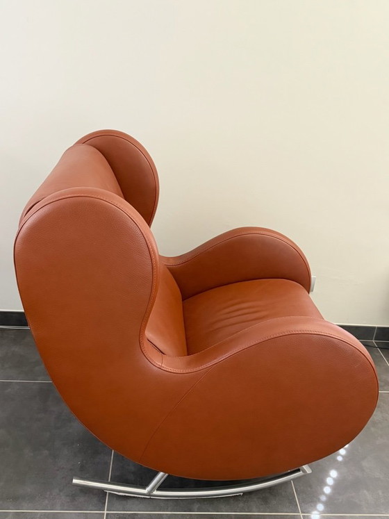 Schommelstoel Met Poef Big Oma Durlet – Schommelstoelen, Leather, Metal (photo 5 of 12)