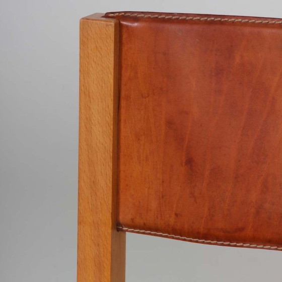 Image 1 of Set of 4 vintage chairs in solid wood and leather, 1980
