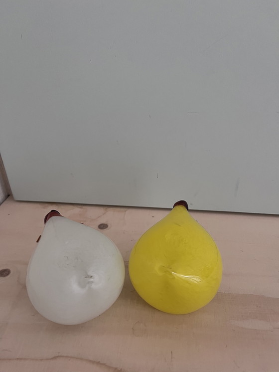 Image 1 of Murano kip vogels geel wit set