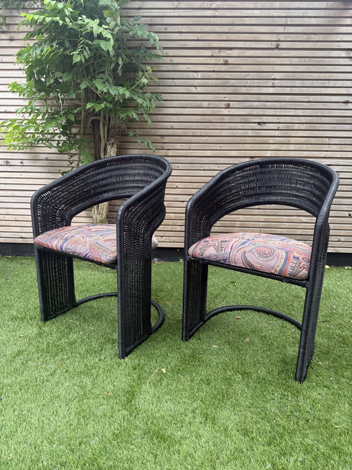 Original Black Lute van der Helm Rattan Chairs (Set of 2)