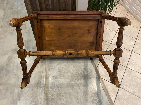 Image 1 of Escritorio con 1 cajón en madera maciza de roble con patas torneadas y talladas, 89x62cm