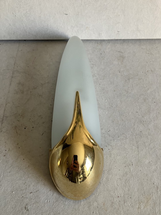 Image 1 of Coppia di lampade da parete vintage Marga, ottone e vetro satinato