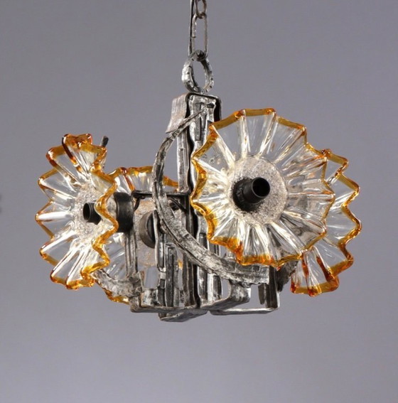 Image 1 of Lampadario brutalista anni '70