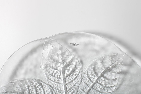 Image 1 of Kosta Boda Glass Clear Platter: Vintage Leaf Design by Wärff / 1975