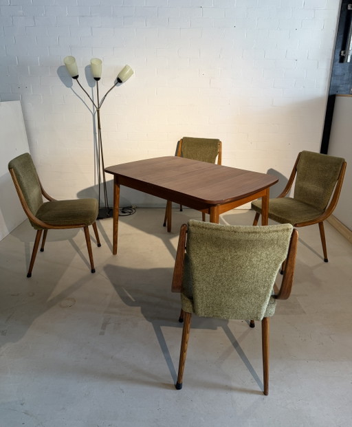 Ensemble de salle à manger vintage – eetkamerset, Textile, Wood