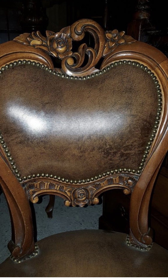 Image 1 of 4 Barok Eetkamer Stoelen Leder