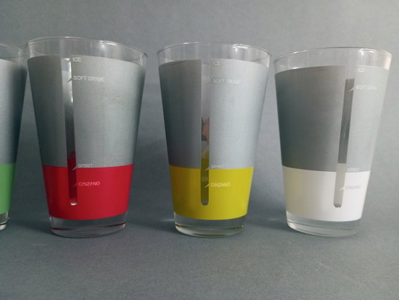 Image 1 of 5x Street-Art Design Cinzano Glas-Set - 1990er Jahre
