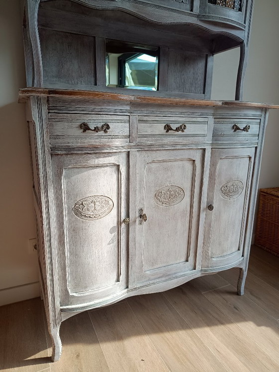 Image 1 of Antique sideboard with leaded glass and mirror
