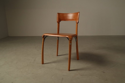 Ensemble de cinq chaises de salle à manger italiennes en cuir cognac, années 1990 – eetkamerstoelen, Wood (photo 2 of 15)