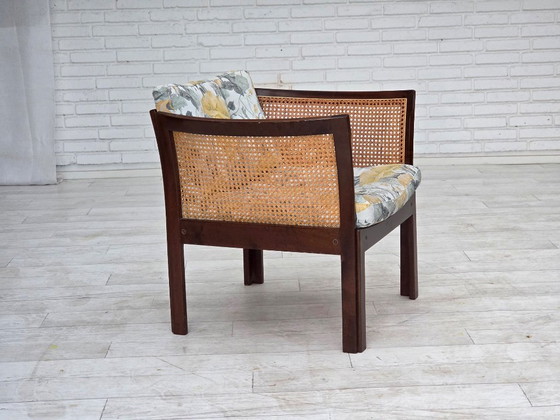 Image 1 of Années 1970, design danois d'Illum Wikkelsø, modèle de fauteuil « Plexus », bois de teck, structure en maille.