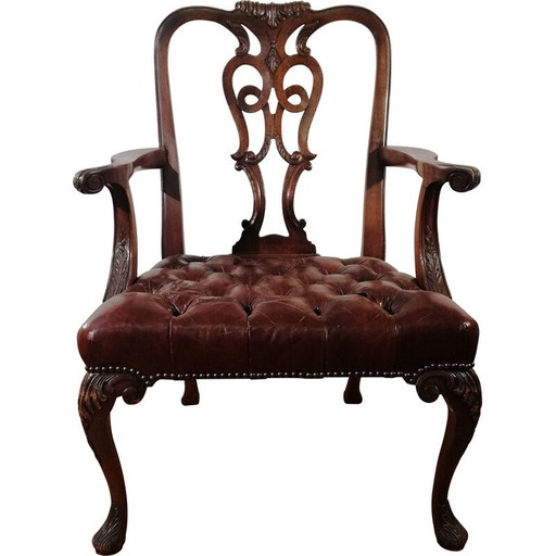 Sedia da ufficio inglese vintage Chippendale