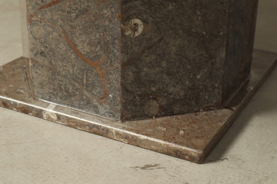 Image 1 of Fossil Stone Pedestal Coffee Table, France, 1970's