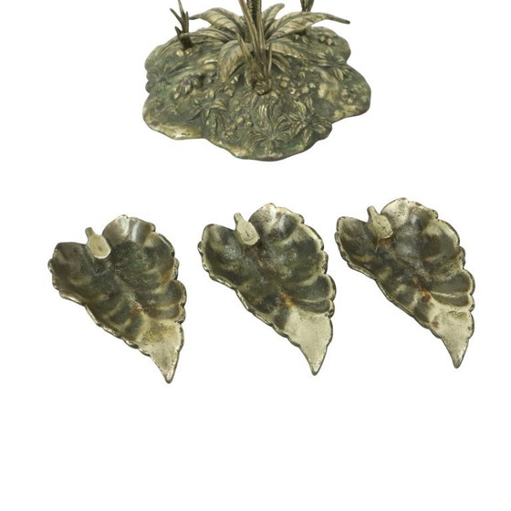 Image 1 of Grote Zonnebloem Asbak Verzilverd Brons S. Agudo