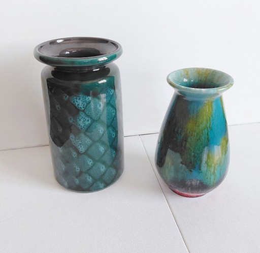 Vasen DDR Strehla 1202 & Jasba 115/15, 2er-Set, 1970er Jahre – vazen, Ceramic (photo 2 of 14)