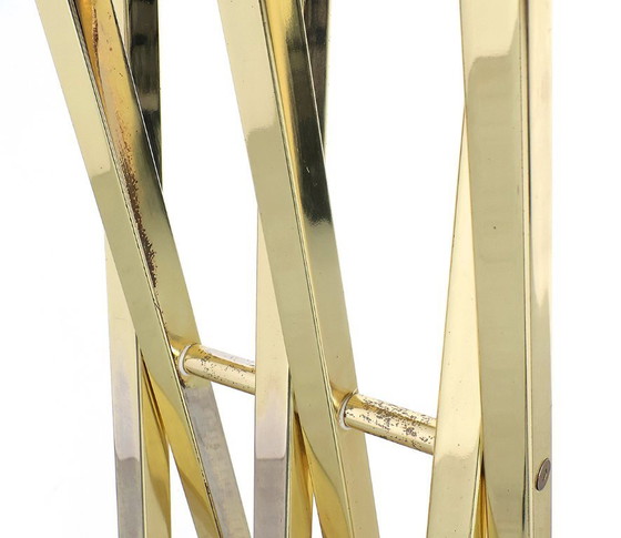 Image 1 of Romeo Rega brass and travertine standing coat rack, 1970s