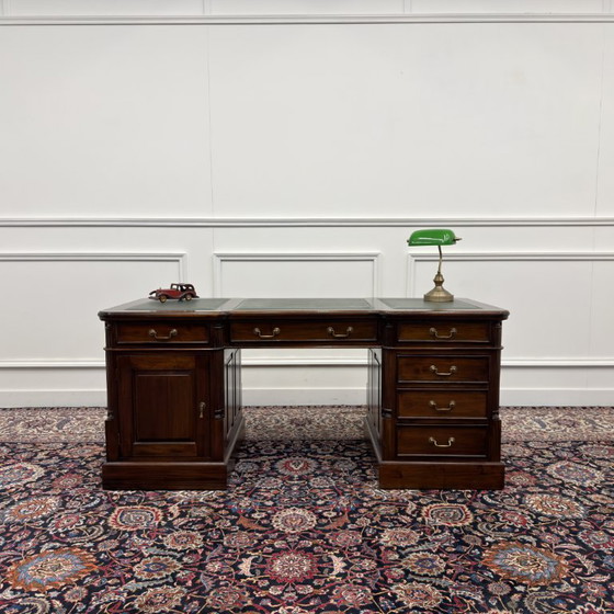 Scrivania inglese classica in pelle verde – Scrivanie, Leather, Wood (photo 2 of 21)