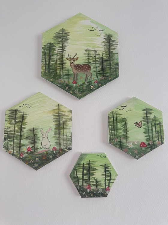 Betoverd Bos – Handgeschilderde Set van 4 – Giclée Prints, Canvas (photo 4 of 5)