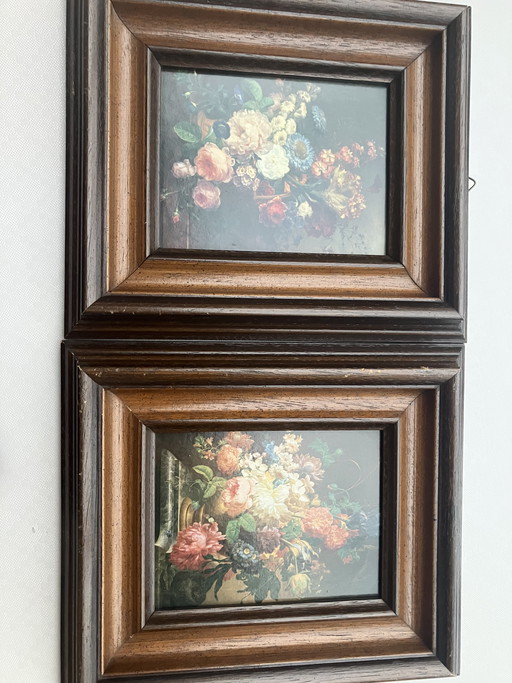 Set mit 2 klassischen Blumenstillleben – Pieter Faes & Cornelis van Spaendonck