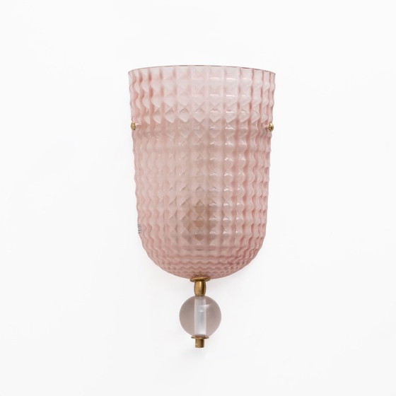 Paar Wandleuchten im Art Déco Stil aus italienischem Muranoglas und Messing – Murano Glass (photo 2 of 8)