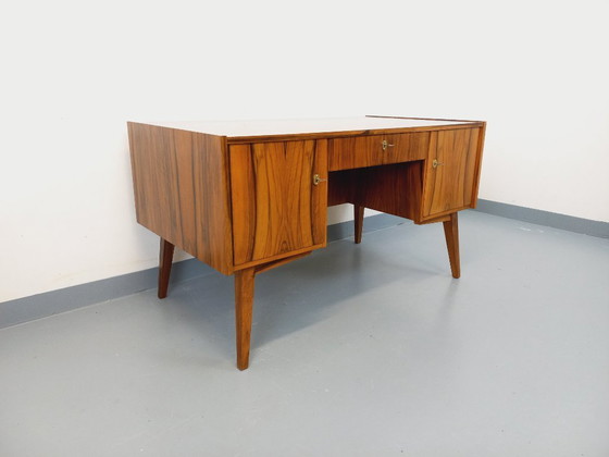 Image 1 of Double-sided executive desk in vintage Scandinavian style rosewood from the 1960s