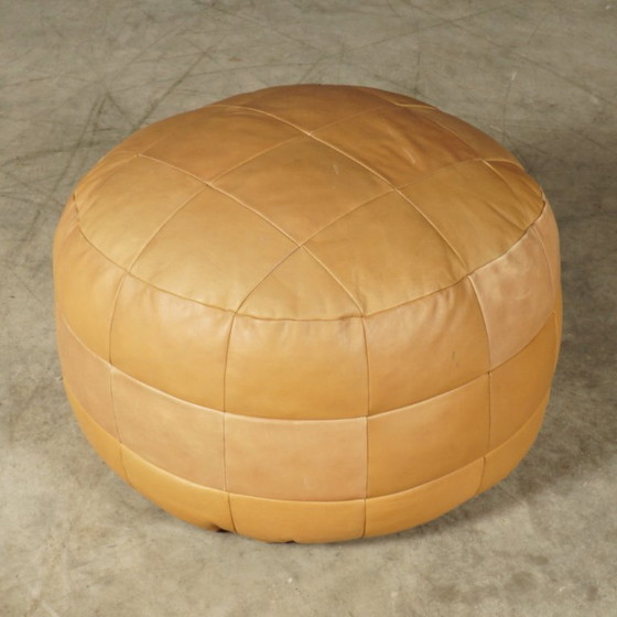 Image 1 of Vintage leather patchwork pouf – 1970s