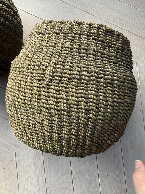 Image 1 of 2 paniers à plantes robustes en sisal tressé, vert mousse