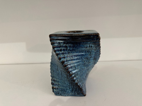 Image 1 of Candelero de cerámica esmaltada - Tournant sculptural bleu