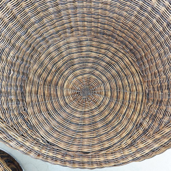 Image 1 of Paire de fauteuils pivotants en osier vintage