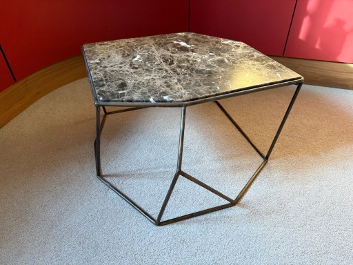 Henge W-Table side table by Massimo Castagna – S. Laurent marble, burnished brass, original invoice 2012