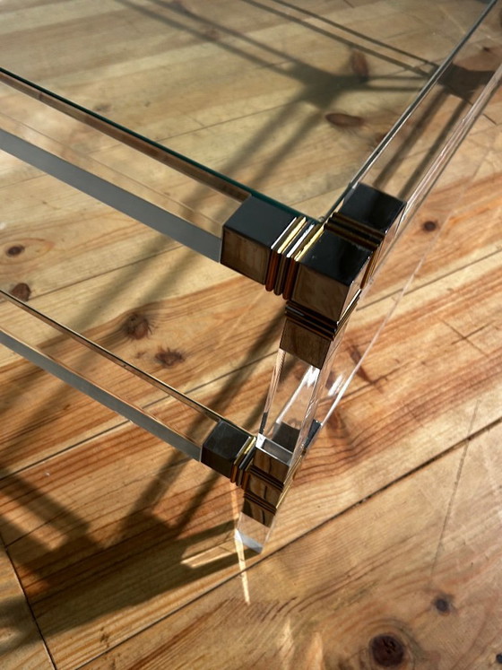 Vintage Coffeetable, Plexiglas Met 2 Glazen Leggers '80's – Salontafels (photo 4 of 15)